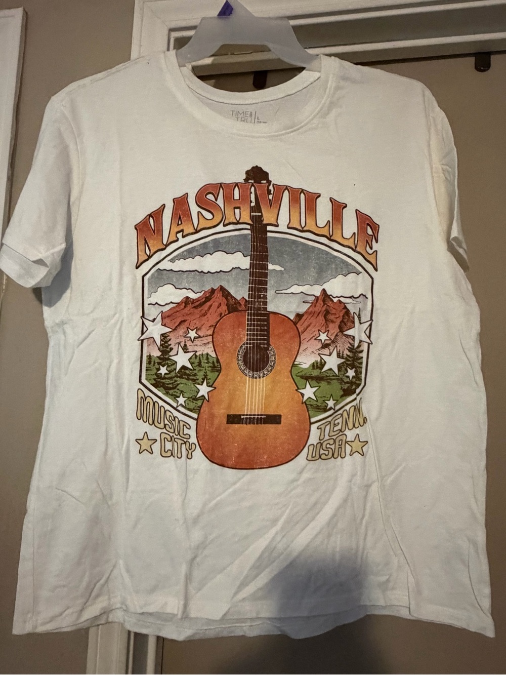Time and Tru White Nashville Guitar Graphic Tee